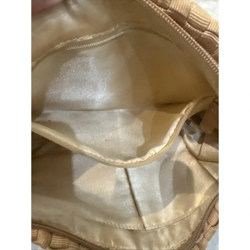 The Sak Shoulder‎ Bag Brown Beige Woven Purse Charm Viscose Staple Yarn *See